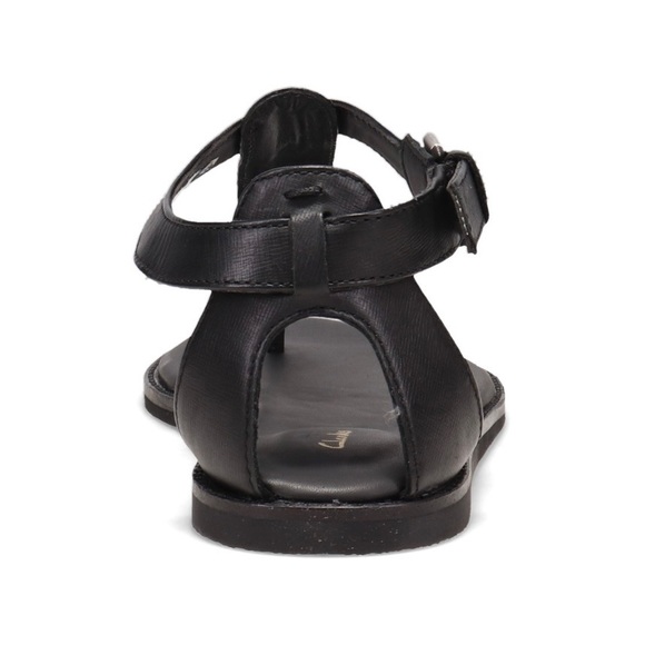 NIB Clarks Karsea Post Black Leather Flat T Strap Toe Post Thong Sandal 8M - Picture 5 of 12